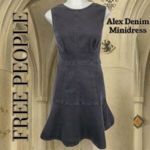 FREE PEOPLE Alex Tailored Stretch-Denim Exposed Seam Mini Dress/10R NWT